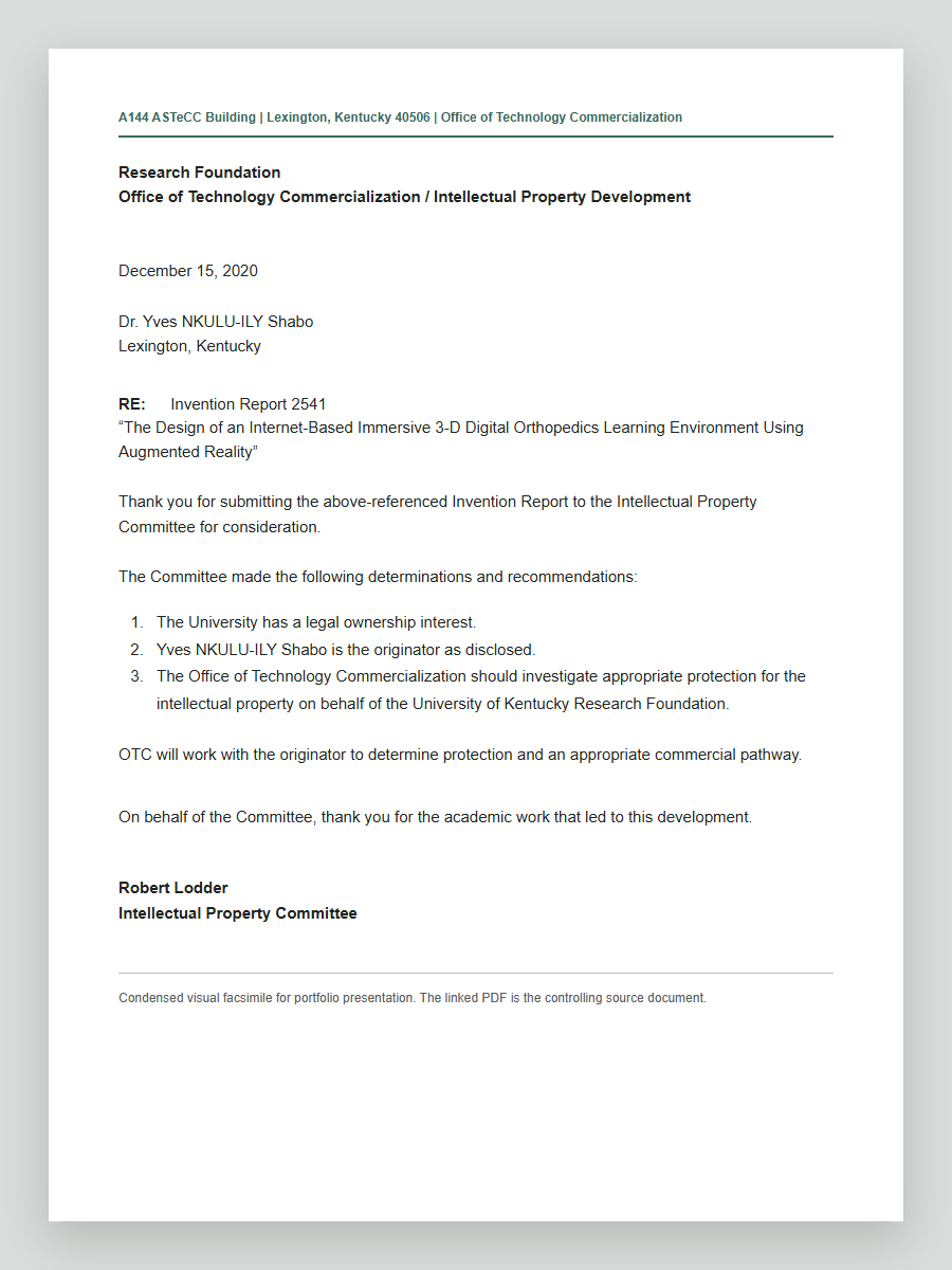 Condensed visual facsimile of the December 15, 2020 Intellectual Property Committee decision letter